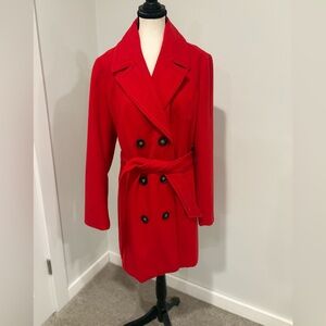 Banana Republic Vibrant Red Wool Trench Coat